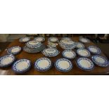 A Blue and White Pottery Dinner Set by Wood & Sons, To include tureens, serving platters, plates and