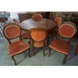 An Italian Style Pedestal Dining Table with Six Chairs, The table having a circular top, the