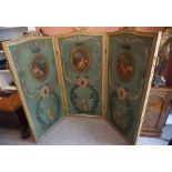 A French Empire Style Giltwood Three Section Boudoir Dressing Screen, circa 19th century, Having