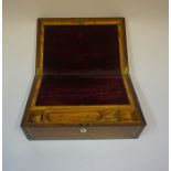 A Victorian Inlaid Portable Writing Slope, Enclosing an ash and velvet lined interior, 14cm high,
