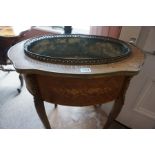 A French Kingwood and Marquetry Inlaid Jardiniere Table, circa 19th century, Decorated with floral