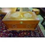 A Chinese Style Camphorwood Blanket Chest, Having a hinged top, 58cm high, 106cm wide