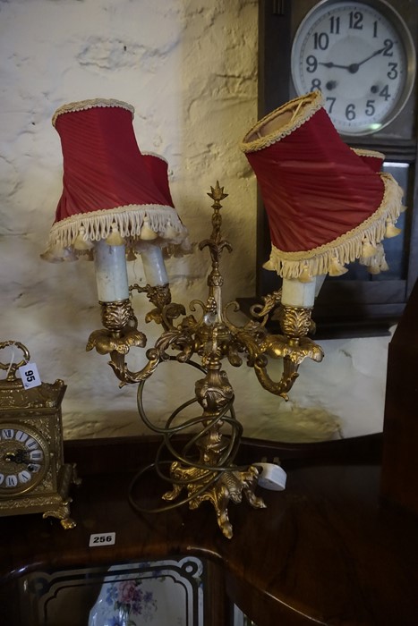 A Pair of Rococo Style Gilt Metal Candleabra, Converted to table lamps, 46cm high, also with a - Image 2 of 4