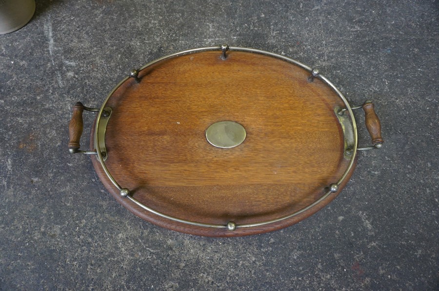 Two Vintage Soda Syphons, One example double gourd, also with two wooden serving trays, and a - Image 4 of 7