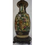 A Chinese Crackle Glaze Vase, circa 19th century, Converted to a table lamp, having bronze mounts,