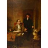 John Faed RSA RA (Scottish 1818-1902) "Sir Joshua Reynolds Visiting Goldsmith In His Study" Oil on