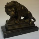 A Bronzed Cast Iron Figure Group of a Lion with its Prey (Wild Boar), circa early late 19th /