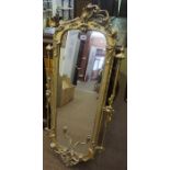 A Giltwood Pier Mirror, circa late 18th century, Having two candle sconces to base, 97cm high