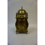 A 17th Century Style Brass Lantern Clock, with key, 31cm high