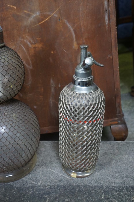 Two Vintage Soda Syphons, One example double gourd, also with two wooden serving trays, and a - Image 3 of 7