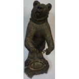 A Victorian Plaster Bear Stick Stand, In the Black Forest Style, In upright pose, with chain, 93cm
