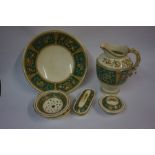 A Mixed Lot of Pottery, To include a five piece toilet set, a figure of a pug, probably by Boness