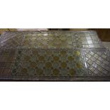 Four Stained and Leaded Coloured Glass Panels, 43cm high, 150cm wide, (4)