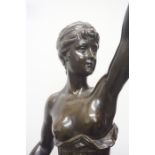A Large French Bronze Figure, circa 19th century, Modelled as a semi clad female with outstretched