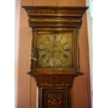A Dutch Walnut Marquetry Longcase Clock, circa 18th century, Having a gilt metal and silvered dial