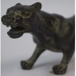 A Bronze Figure of a Panther, circa late 19th century, Possibly oriental, 7cm highCondition