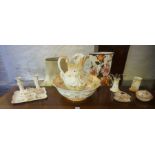 A Devon Ware "Gem" Five Piece Toilet Set, Also with similar dressing table items, (10)
