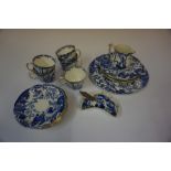 A Royal Crown Derby Part Blue and White China Tea Set, In the Mikado style, 21 pieces