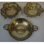 A Pair of Victorian Silver Bon-Bon Dishes, Hallmarks for Birmingham 1893, Decorated with pierced