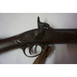 A Continental Percussion Musket, circa 19th century, Having a cap container mounted in the walnut