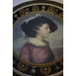 A Continental Pottery Plate, circa 19th century, In the Italian style, Depicting a portrait panel of