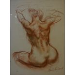 Alan Sutherland "Nude Figure" Crayon, signed to lower right, 50.5cm x 41cm