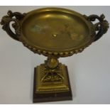 A Continental Gilt Bronze Tazza, circa 19th century, The bowl decorated with pierced swags and