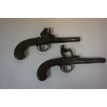 William Jover London, circa 1770, A Pair of Late 18th Century Flintlock Pocket Pistols, Having a