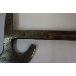 An Antique Medievel Style Axe, Having a hand finished iron blade, with replacement wooden handle,