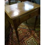 A Vintage Sewing Table, 78cm high, 65cm wide, also with a Georgian fold over tea table, (damages