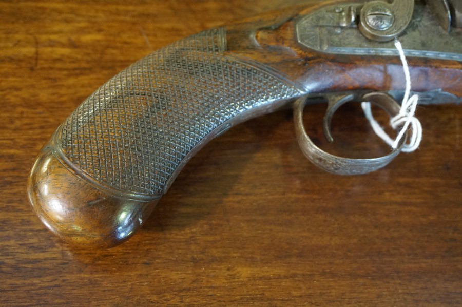 A Percussion Pistol by H.Nock of London, circa early 19th century, Having an octagonal barrel, - Image 3 of 8