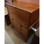 A Georgian Mahogany Campaign Chest, Having a fall front enclosing a later leather tooled surface,