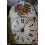 A Victorian Painted Wag at the Wa Wall Clock, Dial 11 inches wide, with two brass weights