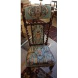 A Victorian Rosewood and Beadwork Prie Dieux Chair, Decorated with allover Persian style panels to