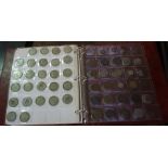 A Folder of British and World Coins, To include two George III cartwheel pennies, approximately 39
