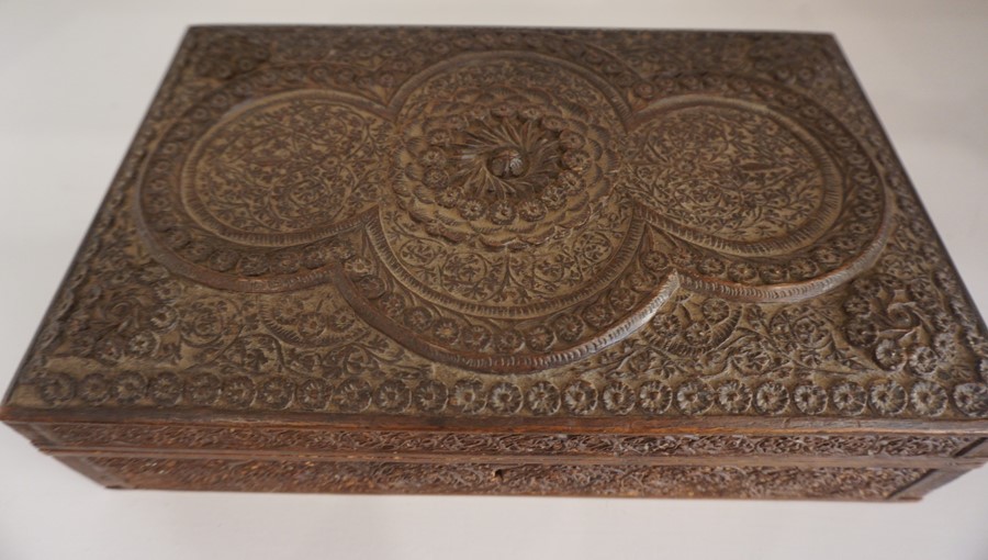 A Carved Burmese Cigarette Box, circa late 19th century, Having cedar lined compartments, 7cm - Image 3 of 3