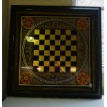 A Large Specimen Style Chess Board, circa late 19th / early 20th century, Decorated with multi