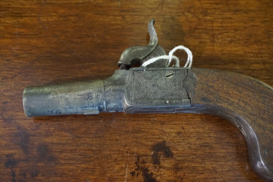 A Box Lock Percussion Pistol by Bury of London, Having a turn off barrel, folding trigger, - Image 4 of 5