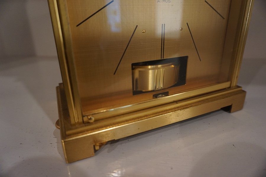 A Jaeger Le Coultre Atmos Clock, Possibly a Marina design, Having a gilded dial with black baton - Image 5 of 7