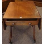 A Victorian Mahogany Pembroke Style Table, Having a drawer to each end, drop sides, raised on shaped