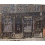 Flora H Mitchell (Irish 1890-1973) "Shop in Artillery Lane, London 1720" Pen Ink and Watercolour,