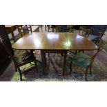 A Vintage Mahogany Drop Leaf Table, 75cm high, 107cm long, 67cm wide, also with five assorted