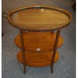 A Satinwood Three Tier Table, circa late 19th / early 20th century, Having a glass preserve to the