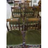 A Set of Six Mahogany Bar Back Dining Chairs, circa late 19th century, Having a later green