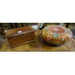 A Mahogany Inlaid Box, Having a later velvet lined interior, raised on gilt metal ball and claw