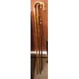 Three Shepherds Crooks / Walking Sticks, 116cm, 140cm long, (3)