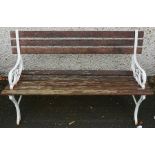 A Victorian Style Painted Garden Bench, Having wooden slats, 68cm high, 123cm wide