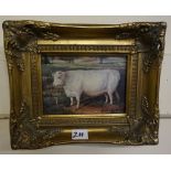 Three Reproduction Animal Portrait Pictures, Depicting two cows and a horse, all signed to lower