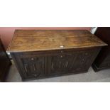 An 18th Century Coffer, Possibly made from a stained walnut and oak, having a hinged top,