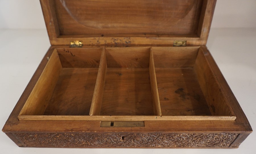 A Carved Burmese Cigarette Box, circa late 19th century, Having cedar lined compartments, 7cm - Image 2 of 3